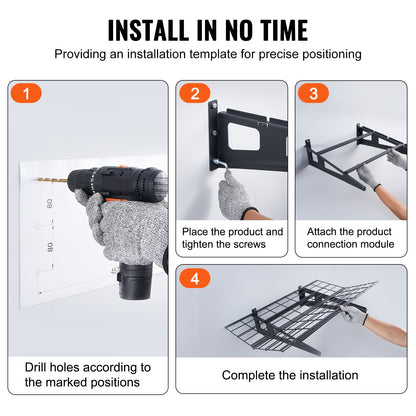 Garagehyllor, 2-pack, 6 x 2 fot kraftiga garagehyllor väggmonterade, 1000 lbs lastkapacitet (totalt) flytande garagehyllor, lämpliga för butik, skjul, garageförvaring
