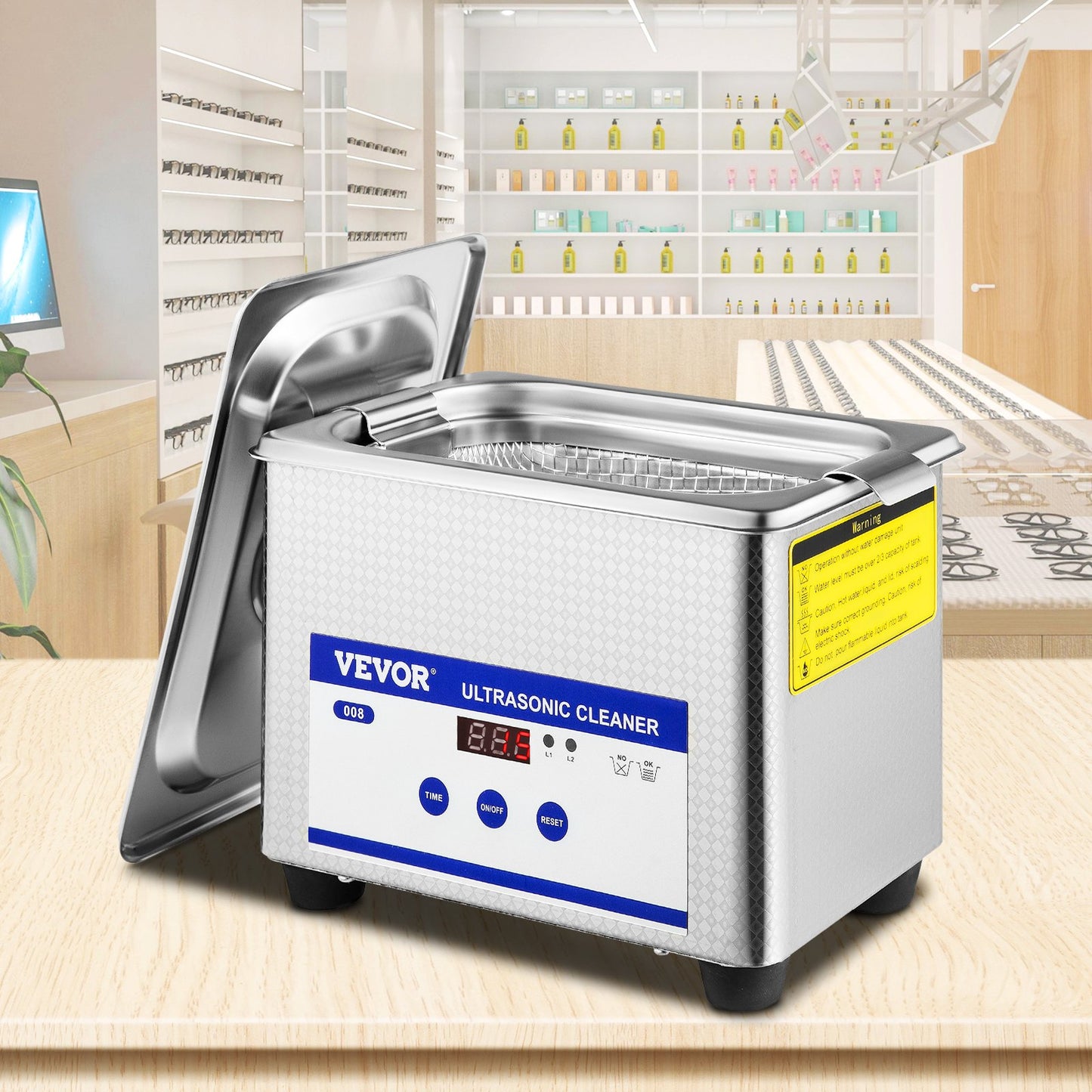 0.8L Ultrasonic Cleaners Digital Heater Timer for Cleaning Jewelry Cleaning Eyeglass 35W Stainless steel for Commercial Personal Home Use