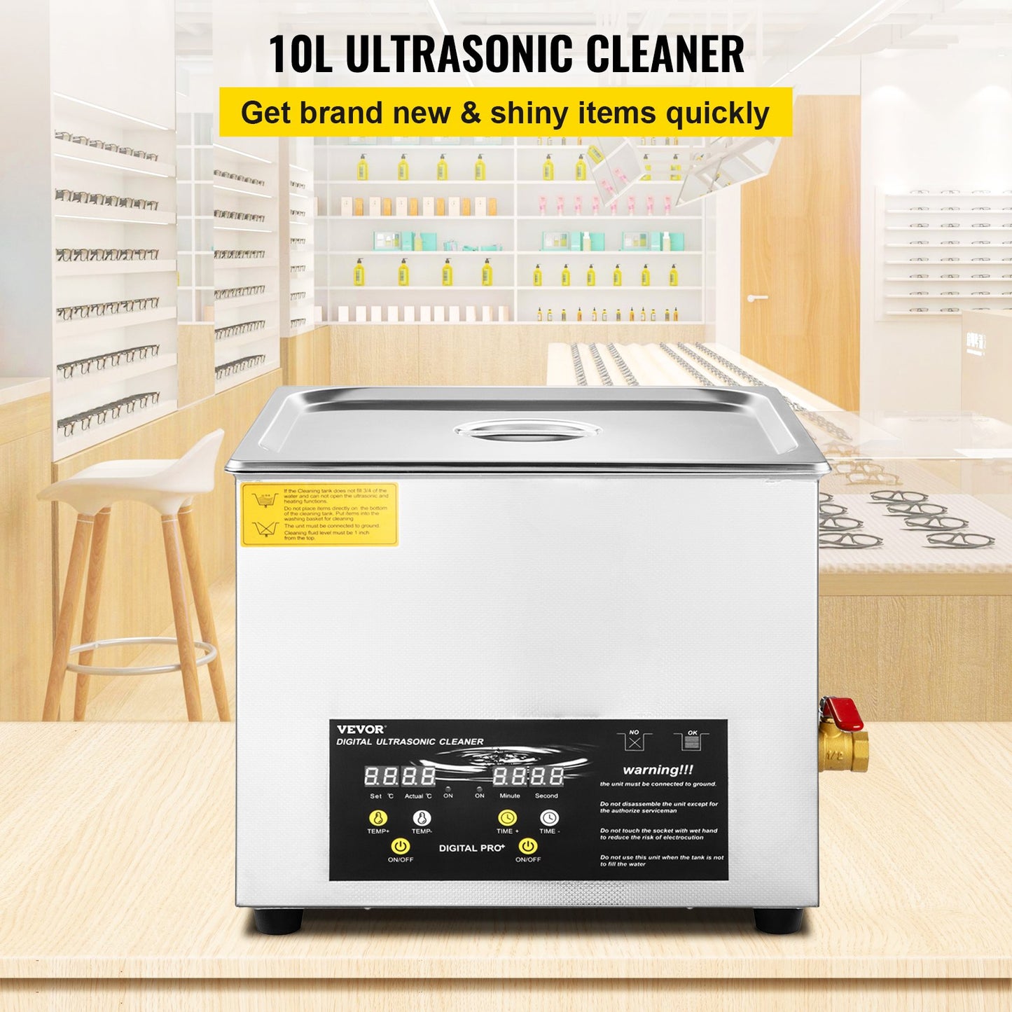 10L Upgraded Ultrasonic Cleaner (400W Heater,240W Ultrasonic) Professional Digital Lab Ultrasonic Cleaner with Heater Timer for Parts Instruments Cleaning