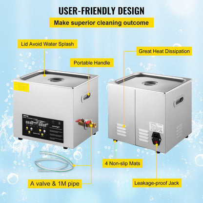 10L Upgraded Ultrasonic Cleaner (400W Heater,240W Ultrasonic) Professional Digital Lab Ultrasonic Cleaner with Heater Timer for Parts Instruments Cleaning