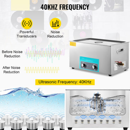 30L Ultrasonic Cleaner Jewelry Cleaner with Heater Timer for Jewelry Cleaning Knob Control Eyeglass Rings Dentures Music Instruments
