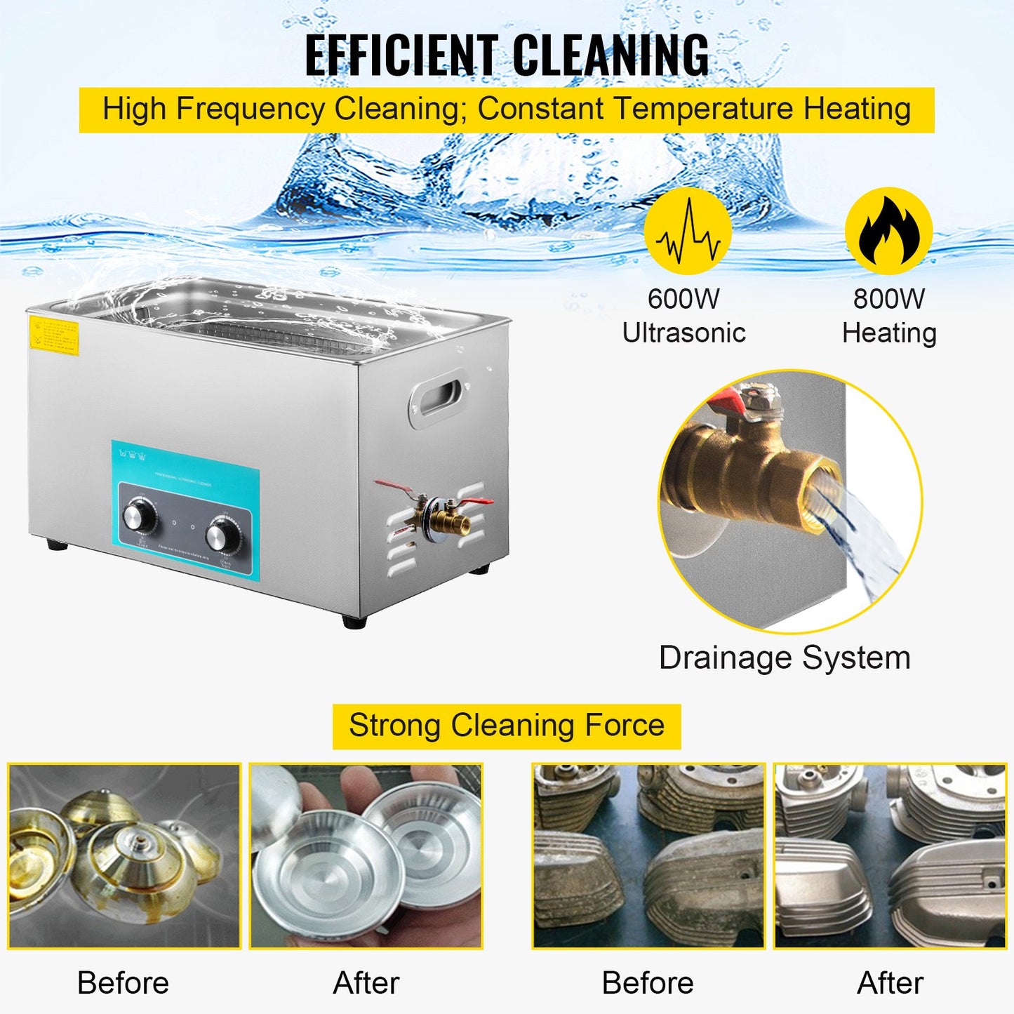 30L Ultrasonic Cleaner Jewelry Cleaner with Heater Timer for Jewelry Cleaning Knob Control Eyeglass Rings Dentures Music Instruments