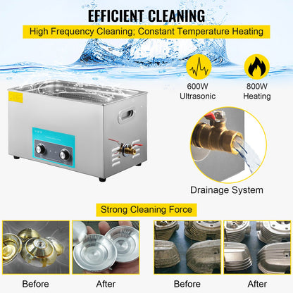 30L Ultrasonic Cleaner Jewelry Cleaner with Heater Timer for Jewelry Cleaning Knob Control Eyeglass Rings Dentures Music Instruments