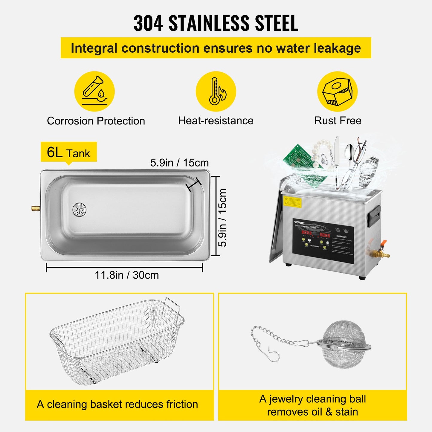 6L Upgraded Ultrasonic Cleaner (400W Heater,180W Ultrasonic) Professional Digital Lab Ultrasonic Parts Cleaner with Heater Timer for Jewelry Glasses Instruments Cleaning
