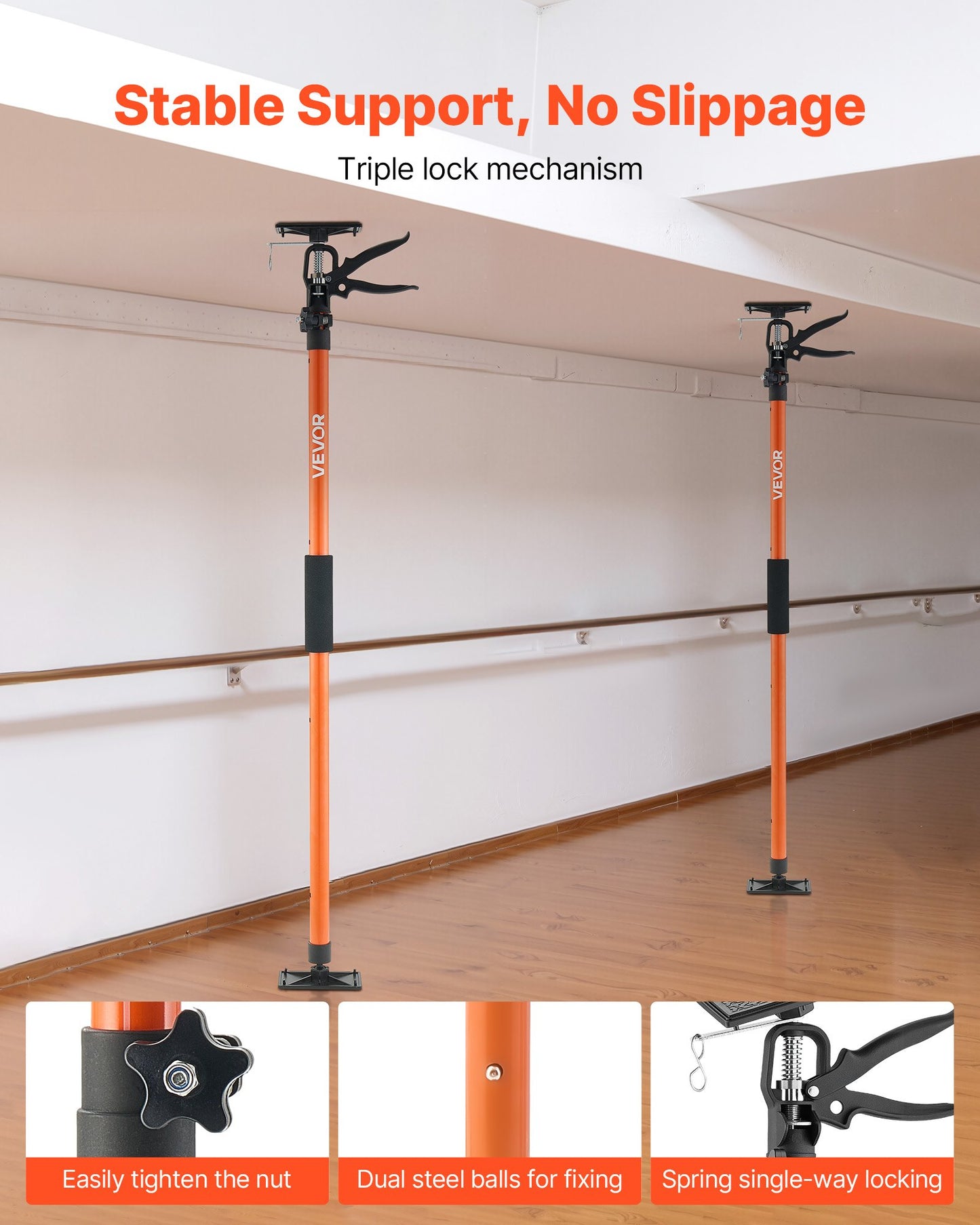 Cabinet Jack Support Pole, 8-Pack, 116-290 cm Steel Telescopic Quick Support Rod, Adjustable 3rd Hand System up to 70 kg Capacity for Installing Cabinets, Lifting Drywall, Cargo Bars