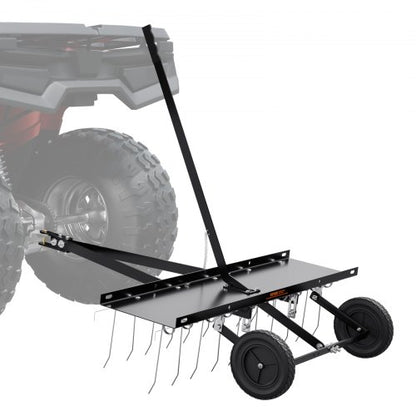 Tow Behind Dethatcher, 40-inch Tow Dethatcher with 20 Spring Steel Tines, Lawn Dethatcher Rake for ATV or Mower, Tow Behind Lawn Rake with Lift Handle for Garden Farm Grass