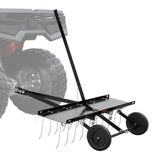 Tow Behind Dethatcher, 40-inch Tow Dethatcher with 20 Spring Steel Tines, Lawn Dethatcher Rake for ATV or Mower, Tow Behind Lawn Rake with Lift Handle for Garden Farm Grass
