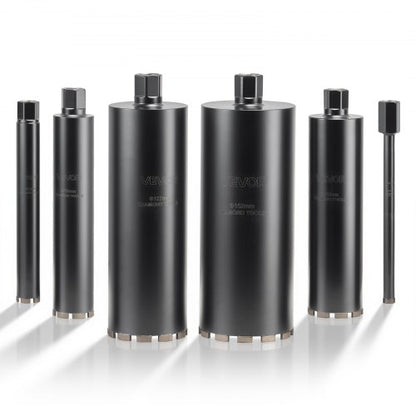 Core Drill Bit, 6 Pieces, 25.4 / 50.8 / 76.2 / 101.6 / 127.0 / 152.4 mm Diameter, 356 mm Drilling Depth, 1-1/4 in-7 Internal Thread, Wet Diamond Core Bit for Reinforced Concrete, Bricks, Masonry