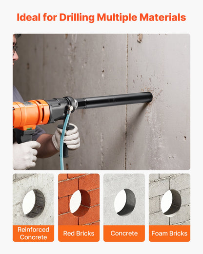Core Drill Bit, 6 Pieces, 25.4 / 50.8 / 76.2 / 101.6 / 127.0 / 152.4 mm Diameter, 356 mm Drilling Depth, 1-1/4 in-7 Internal Thread, Wet Diamond Core Bit for Reinforced Concrete, Bricks, Masonry