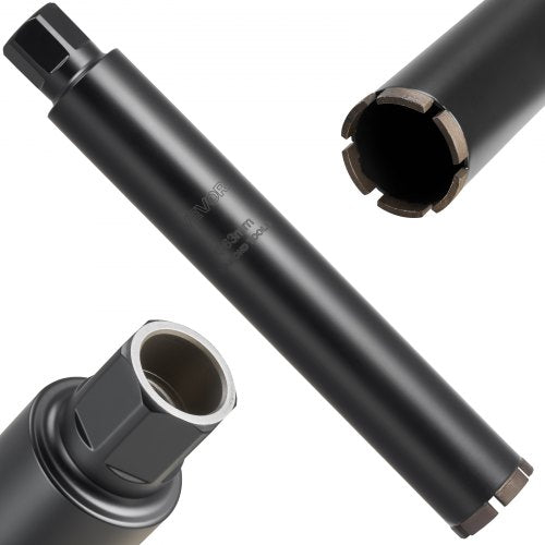 Core Drill Bit, 63.5 mm Diameter, 356 mm Drilling Depth, 1-1/4 in-7 Internal Thread, High-Precision Welding Technology, Wet Diamond Core Bit for Reinforced Concrete, Red Bricks, and Masonry