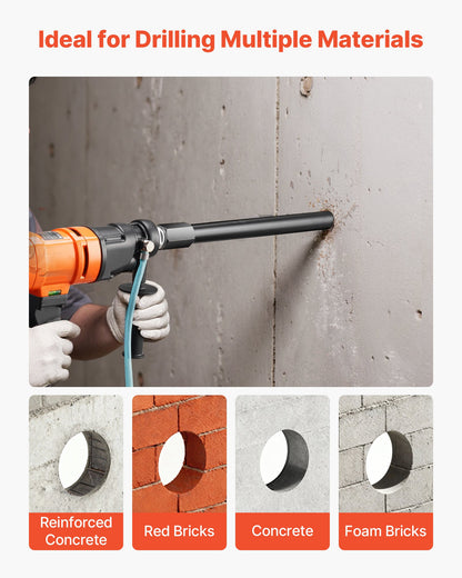 Core Drill Bit, 38 mm Diameter, 356 mm Drilling Depth, 1-1/4 in-7 Internal Thread, High-Precision Welding Technology, Wet Diamond Core Bit for Reinforced Concrete, Red Bricks, and Masonry