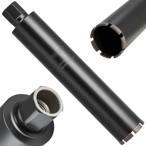 Core Drill Bit, 76 mm Diameter, 356 mm Drilling Depth, 1-1/4 in-7 Internal Thread, High-Precision Welding Technology, Wet Diamond Core Bit for Reinforced Concrete, Red Bricks, and Masonry