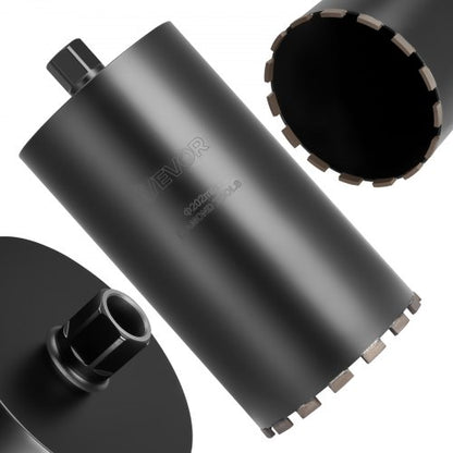 Core Drill Bit, 203 mm Diameter, 356 mm Drilling Depth, 1-1/4 in-7 Internal Thread, High-Precision Welding Technology, Wet Diamond Core Bit for Reinforced Concrete, Red Bricks, and Masonry