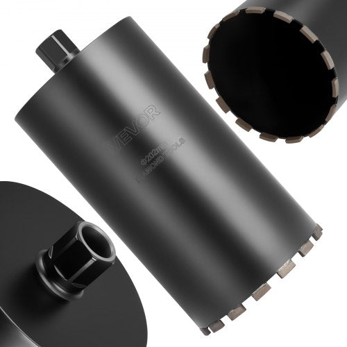 Core Drill Bit, 203 mm Diameter, 356 mm Drilling Depth, 1-1/4 in-7 Internal Thread, High-Precision Welding Technology, Wet Diamond Core Bit for Reinforced Concrete, Red Bricks, and Masonry