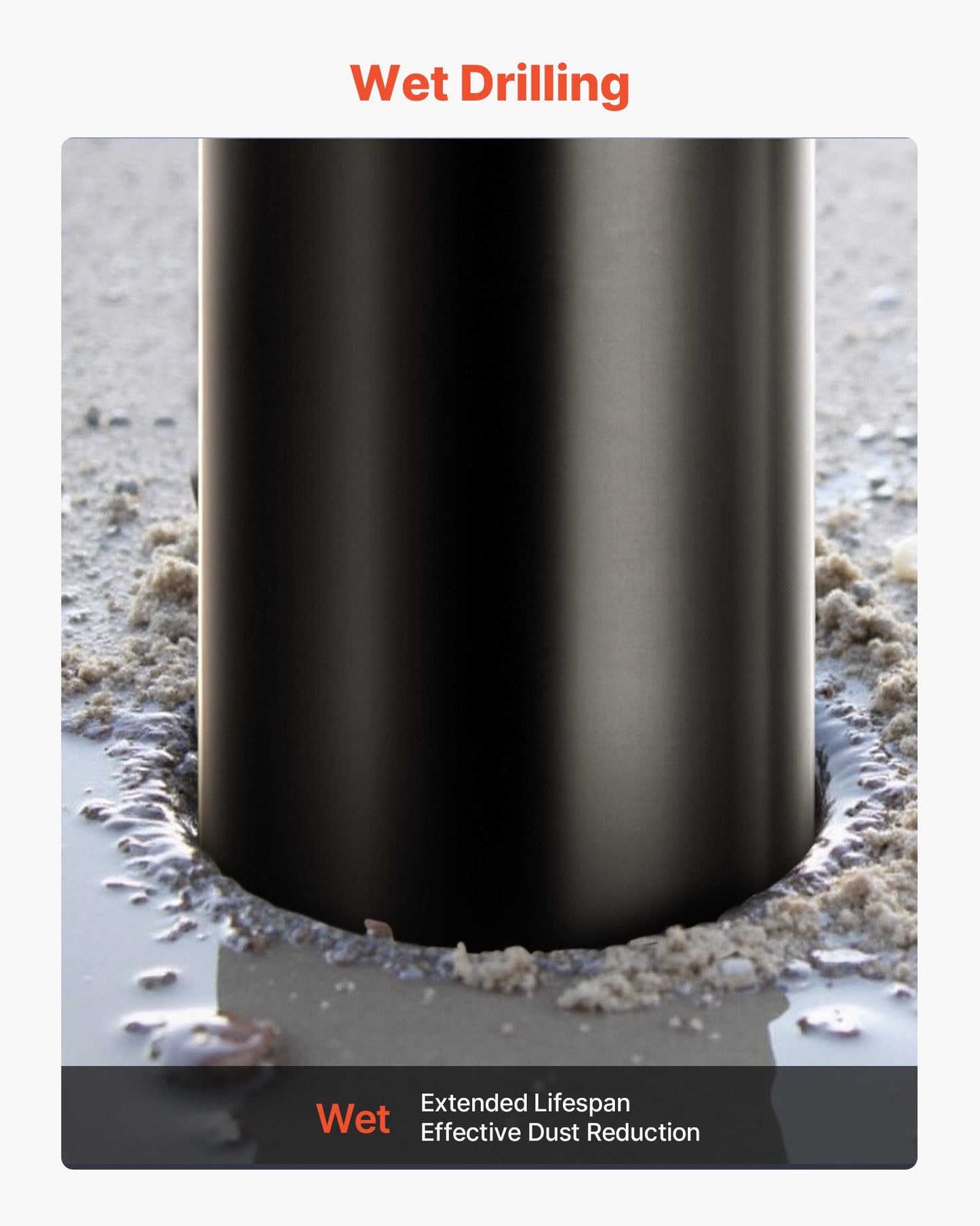 Core Drill Bit, 203 mm Diameter, 356 mm Drilling Depth, 1-1/4 in-7 Internal Thread, High-Precision Welding Technology, Wet Diamond Core Bit for Reinforced Concrete, Red Bricks, and Masonry