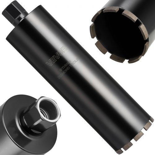 Core Drill Bit, 114 mm Diameter, 356 mm Drilling Depth, 1-1/4 in-7 Internal Thread, High-Precision Welding Technology, Wet Diamond Core Bit for Reinforced Concrete, Red Bricks, and Masonry