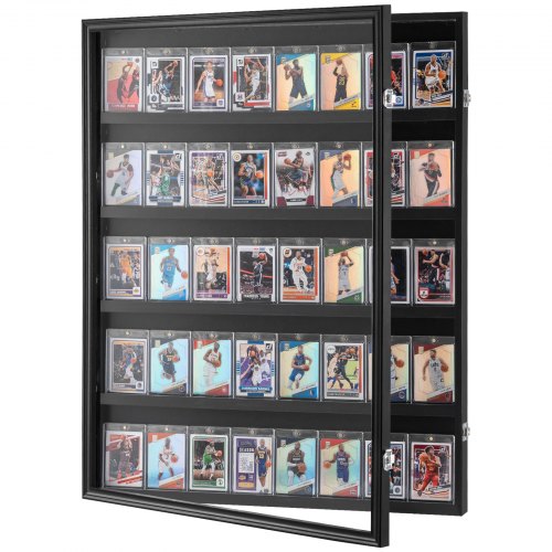 35 Graded Sports Card Display Case, 24.3x30.5x2.1 in/61.7x77.5x5.3 cm, Baseball Card Display Frame with 98% UV Protection Clear View PC Glass, Lockable Wall Cabinet for Football Basketball Hockey Trading Card