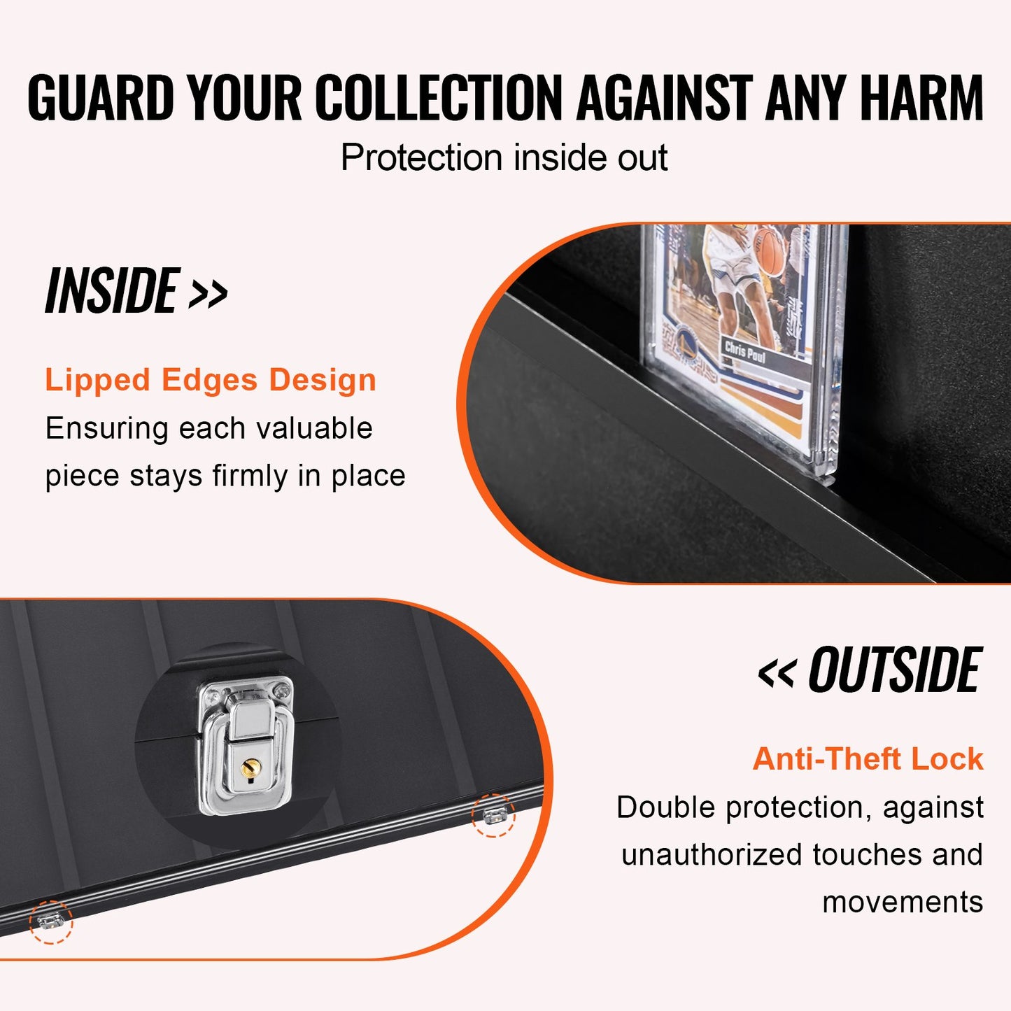 35 Graded Sports Card Display Case, 24.3x30.5x2.1 in/61.7x77.5x5.3 cm, Baseball Card Display Frame with 98% UV Protection Clear View PC Glass, Lockable Wall Cabinet for Football Basketball Hockey Trading Card