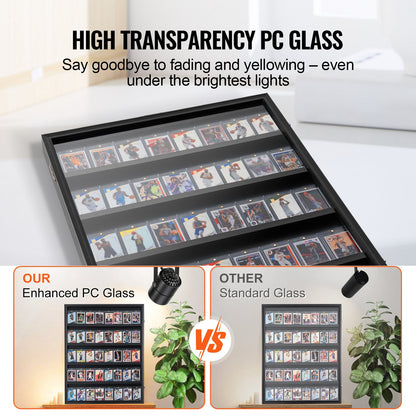 35 Graded Sports Card Display Case, 24.3x30.5x2.1 in/61.7x77.5x5.3 cm, Baseball Card Display Frame with 98% UV Protection Clear View PC Glass, Lockable Wall Cabinet for Football Basketball Hockey Trading Card