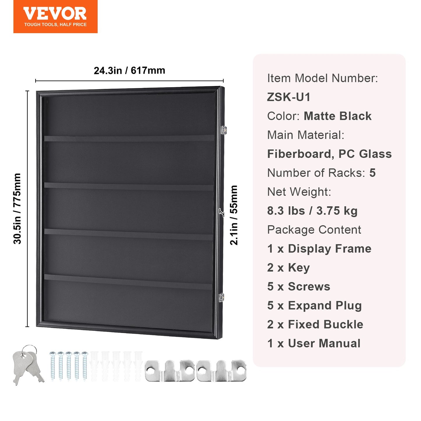 35 Graded Sports Card Display Case, 24.3x30.5x2.1 in/61.7x77.5x5.3 cm, Baseball Card Display Frame with 98% UV Protection Clear View PC Glass, Lockable Wall Cabinet for Football Basketball Hockey Trading Card