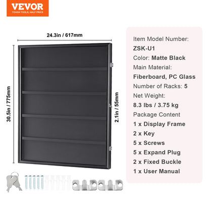 35 Graded Sports Card Display Case, 24.3x30.5x2.1 in/61.7x77.5x5.3 cm, Baseball Card Display Frame with 98% UV Protection Clear View PC Glass, Lockable Wall Cabinet for Football Basketball Hockey Trading Card