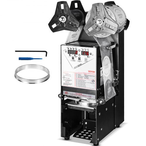 Fully Automatic Cup Sealing Machine, 500-650 Cups/H, Cup Sealer Machine for 180 mm Tall & 90/95 mm Cup, Electric Boba Tea Sealer with Digital Control LCD Panel for Bubble Milk Tea Coffee, Black