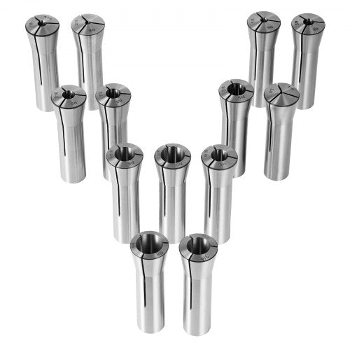 13 pcs Precision R8 Collet Set, 1/8" - 7/8", 45# Mill Collet Chuck 0.0012"/30μm TIR with 13 Labeled Storage Boxes, for Milling Machine Drill Presses Boring Machine Machining Center