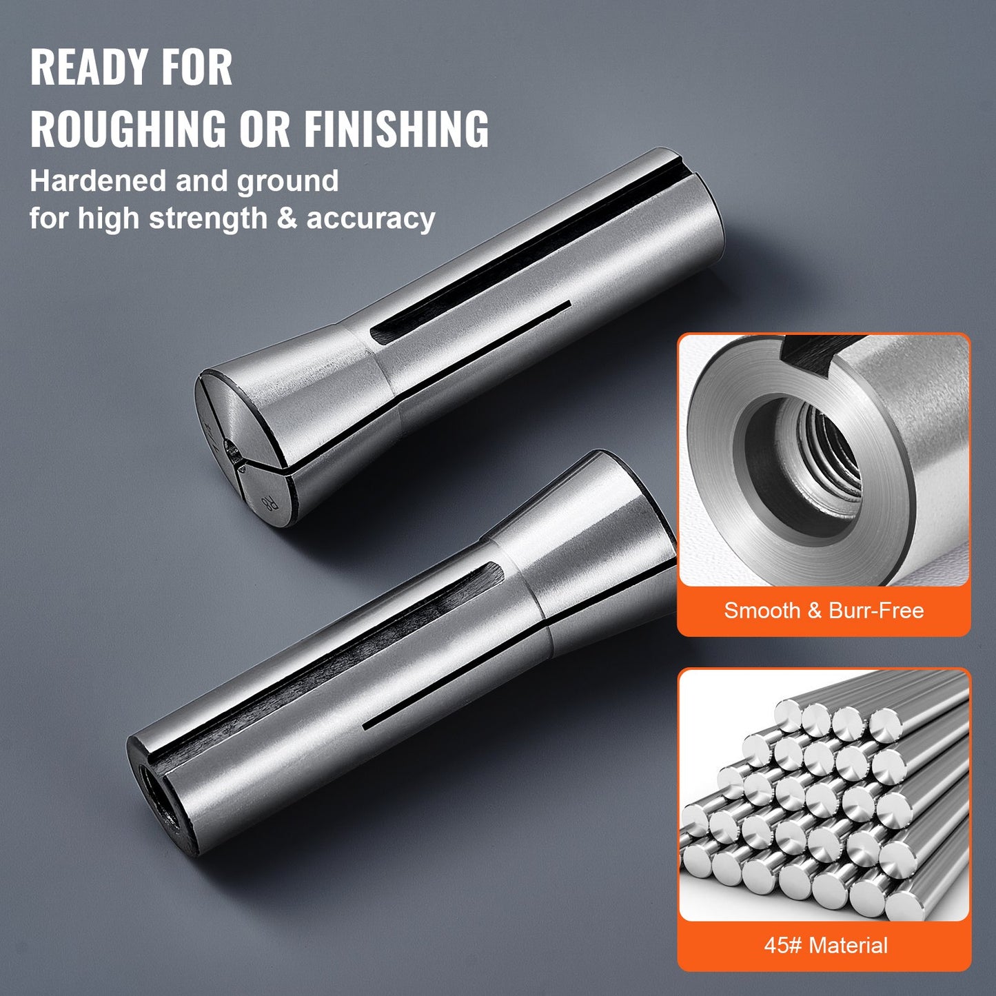13 pcs Precision R8 Collet Set, 1/8" - 7/8", 45# Mill Collet Chuck 0.0012"/30μm TIR with 13 Labeled Storage Boxes, for Milling Machine Drill Presses Boring Machine Machining Center