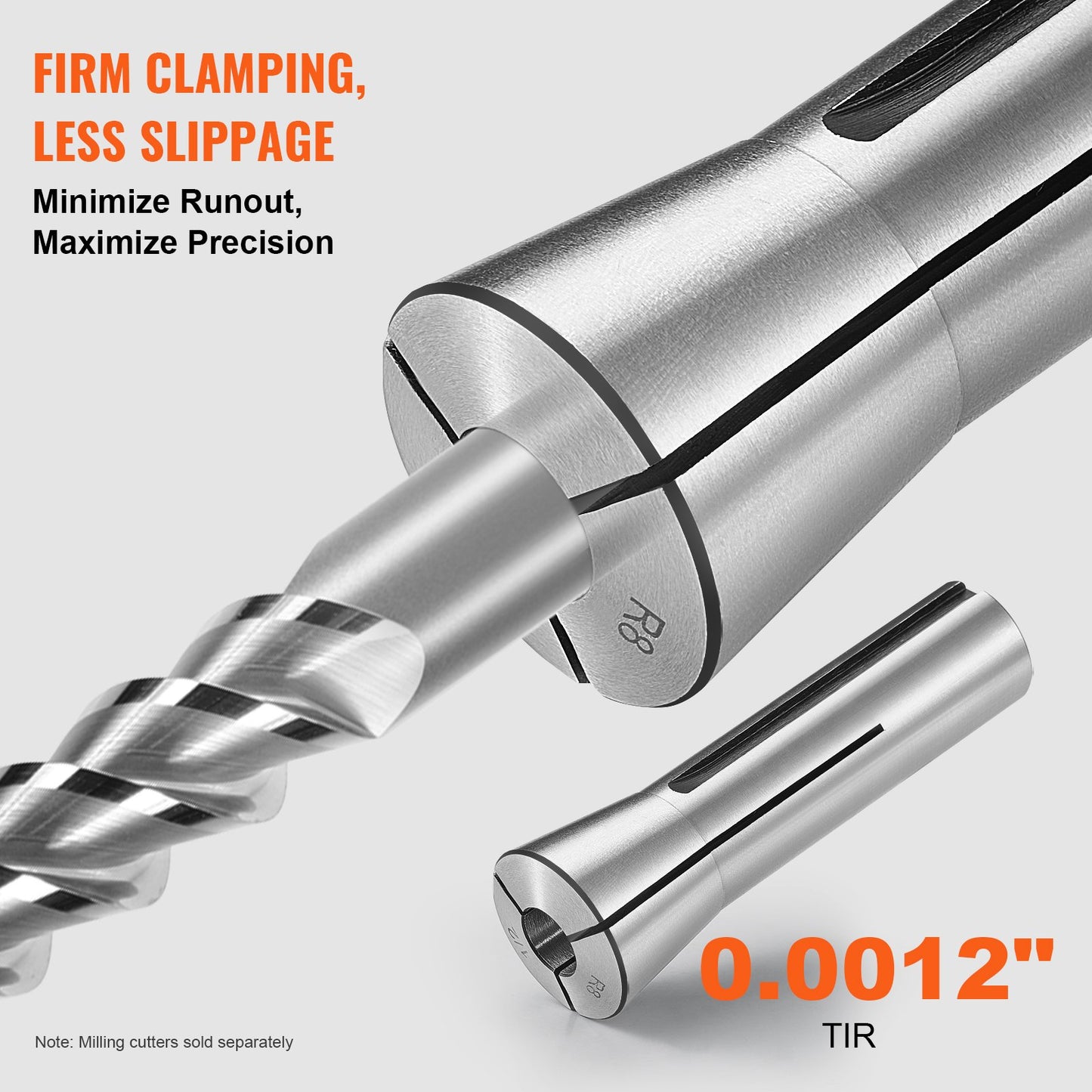 13 pcs Precision R8 Collet Set, 1/8" - 7/8", 45# Mill Collet Chuck 0.0012"/30μm TIR with 13 Labeled Storage Boxes, for Milling Machine Drill Presses Boring Machine Machining Center