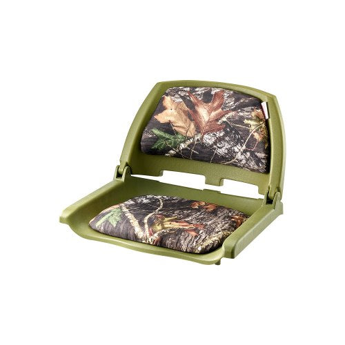 Boat Seat, Low Backrest, Folding Fishing Boat Seat with Thickened Sponge Cushion & PU Polyester Fabric, Strong PP Frame, Flip Up Boat Seat for Fishing Boats, Yachts, Ships, Camouflage Color