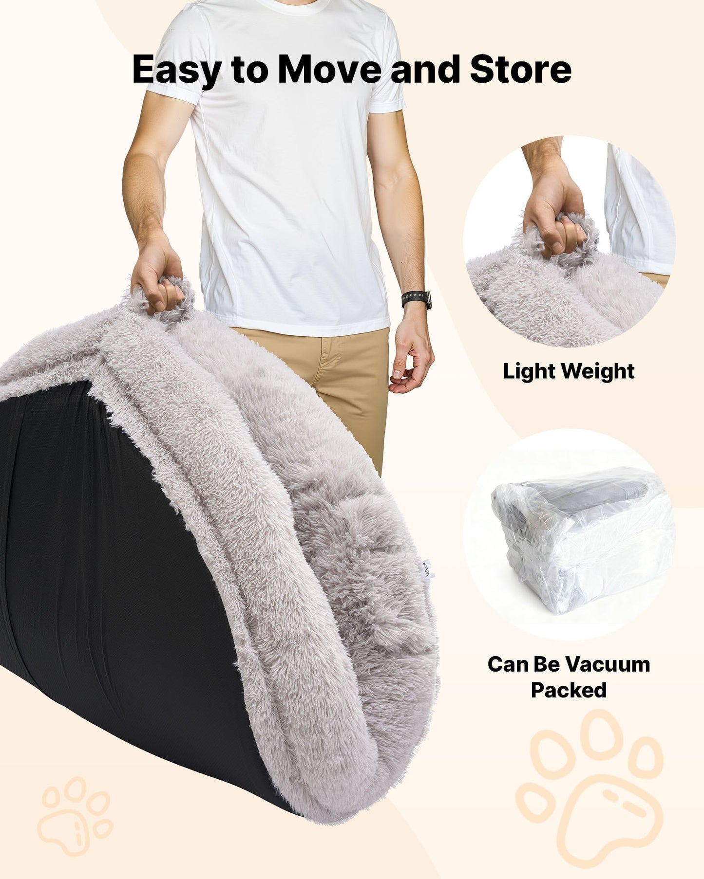 Human Dog Bed, 1710 x 1000 x 240 mm Orthopedic Memory Foam Human Sized Dog Bed, Humans Pet Beds with Side Pocket, Handle & Zipper, Removable Machine-Washable Dogs Beds for Humans, Gray