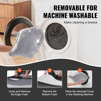 Human Dog Bed, 72" x48"x10" Human Dog Bed for Adult, Human Size Dog Bed with Washable Faux Rabbit Fur Cover, Egg Orthopedic Foam, Storage Pocket, Large Dog Bean Bed, Light Grey