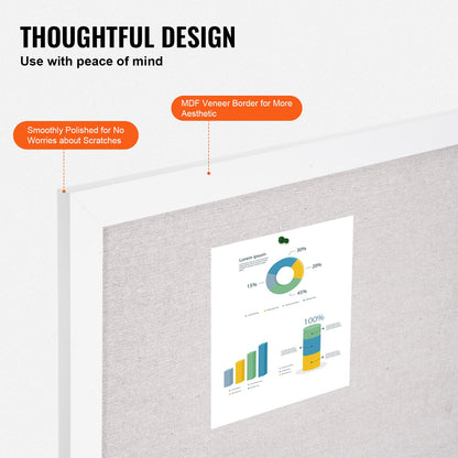 80x50 cm vit korktavla med linnefärgad yta – Snygg väggmonterad anslagstavla för hem, skola, kontor – Elegant och funktionell anslagstavla