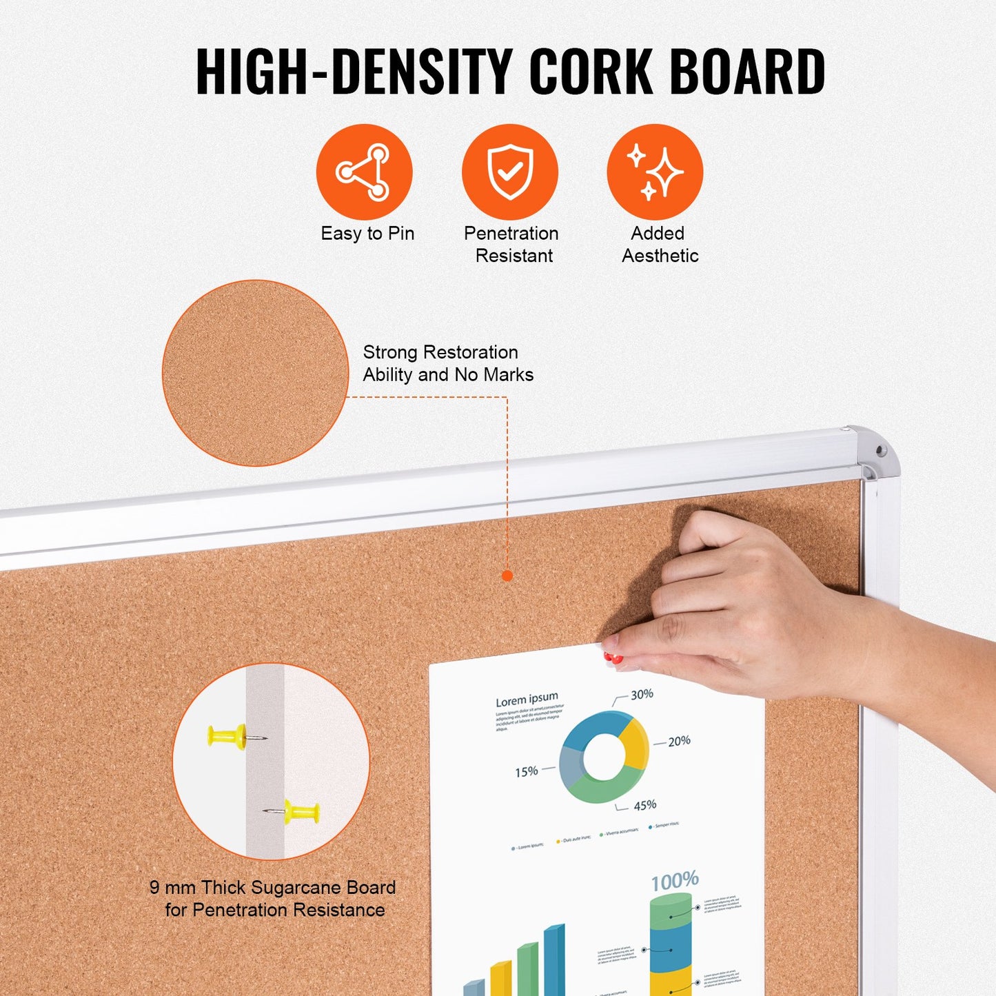 36"x24" Enclosed Cork Board with Aluminum Frame – Lockable Bulletin Board with Acrylic Door & 2 Keys – Weather-Resistant Wall Display Case for School, Home, Office