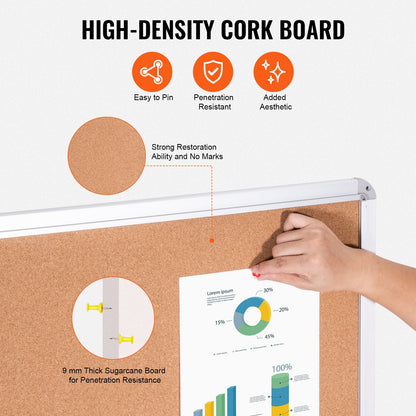 36"x24" Enclosed Cork Board with Aluminum Frame – Lockable Bulletin Board with Acrylic Door & 2 Keys – Weather-Resistant Wall Display Case for School, Home, Office
