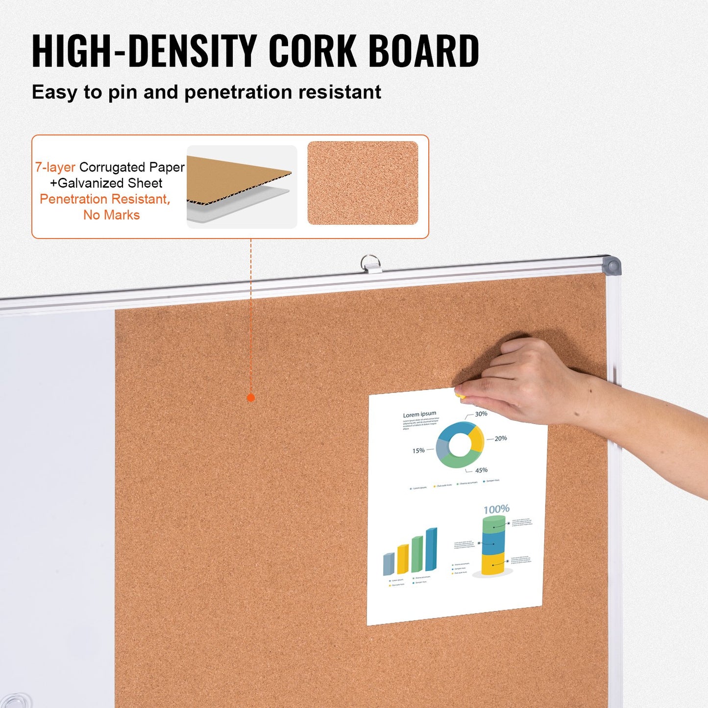 48"x 36" Whiteboard & Cork Board Combo with Aluminum Frame – 2-in-1 Magnetic Dry Erase Bulletin Board for Wall Mount – Ideal for School, Home, Office