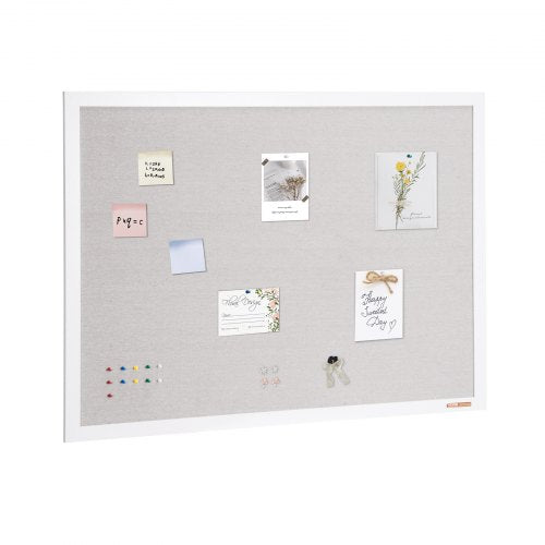 48"x36" White Cork Board with Linen Surface – Stylish Wall-Mounted Bulletin Board for Home, School, Office – Elegant & Functional Noticeboard