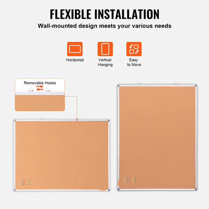 48"x36" Large Cork Board – Wall-Mounted Bulletin Board with Pin Board – Perfect for School, Home, Office