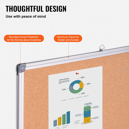 48"x36" Large Cork Board – Wall-Mounted Bulletin Board with Pin Board – Perfect for School, Home, Office