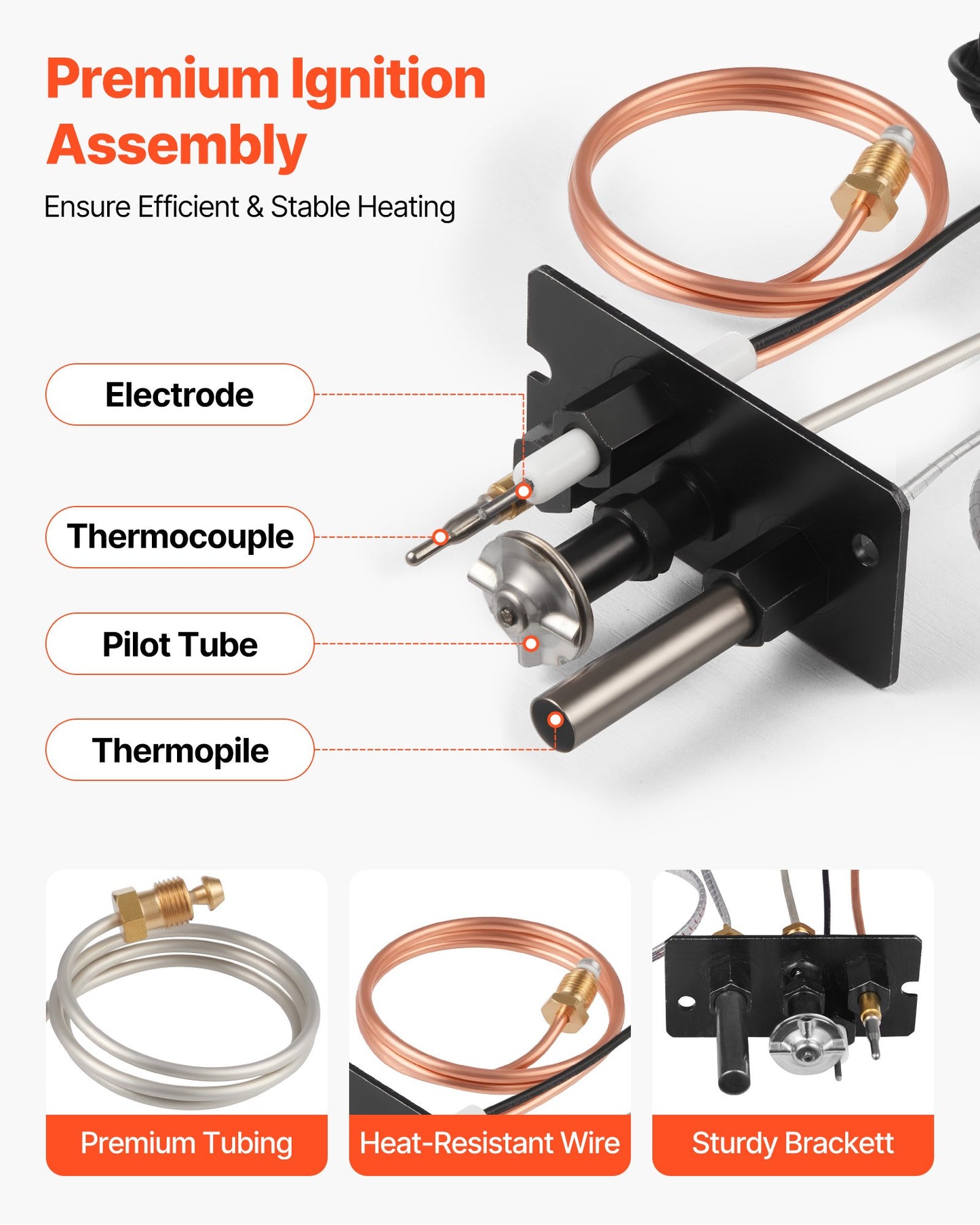 Gaspilotenhet, OE 69L17, 69L1701, 904405, J4117, 108084-02 Gaspilotmonteringssats för eldstad, utbyte av naturgaständning, kompatibel med Lennox-, Superior- och Astria-modeller, svart