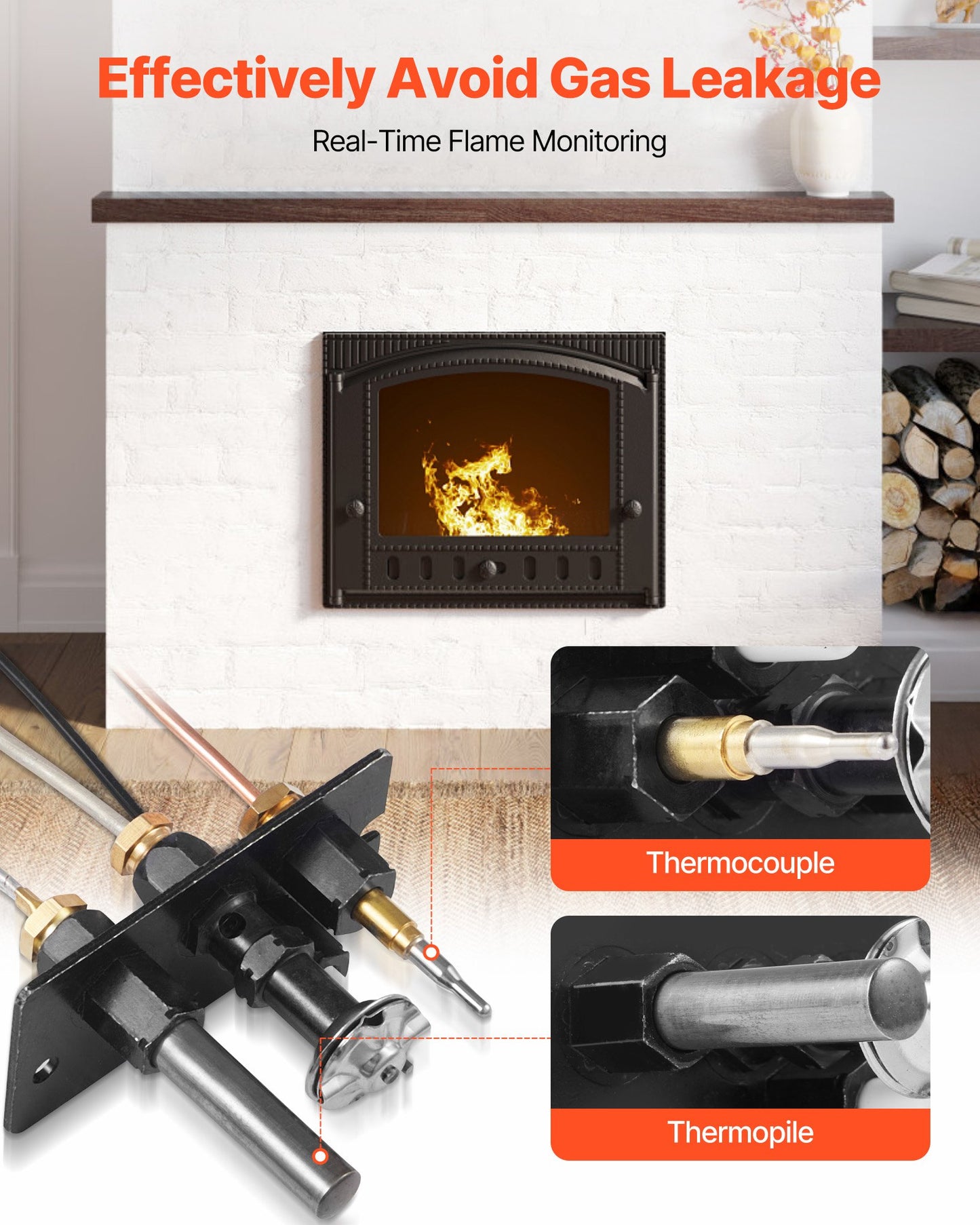 Gaspilotenhet, OE 69L17, 69L1701, 904405, J4117, 108084-02 Gaspilotmonteringssats för eldstad, utbyte av naturgaständning, kompatibel med Lennox-, Superior- och Astria-modeller, svart