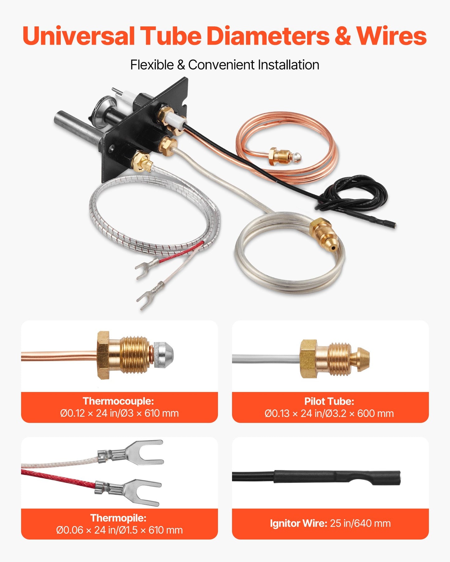 Gaspilotenhet, OE 69L17, 69L1701, 904405, J4117, 108084-02 Gaspilotmonteringssats för eldstad, utbyte av naturgaständning, kompatibel med Lennox-, Superior- och Astria-modeller, svart