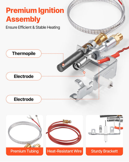 Gaspilotenhet, OE 14D0477, LPG8404, SRV14D0477 Eldstadsgaspilotenhetssats, LPG-tändningsbyte, kompatibel med Lexington Forge, Majestic, Martin, Monessen-modellerna