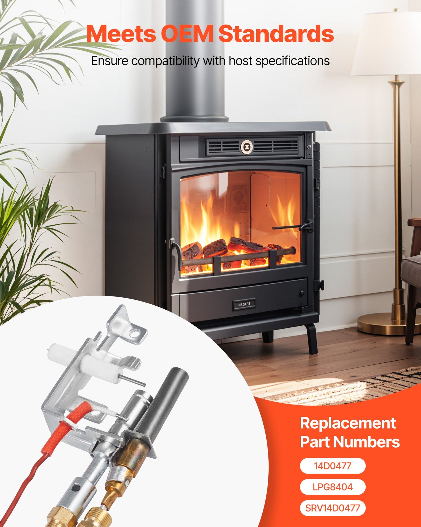 Gaspilotenhet, OE 14D0477, LPG8404, SRV14D0477 Eldstadsgaspilotenhetssats, LPG-tändningsbyte, kompatibel med Lexington Forge, Majestic, Martin, Monessen-modellerna