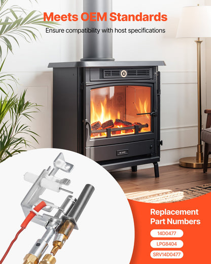 Gaspilotenhet, OE 14D0477, LPG8404, SRV14D0477 Eldstadsgaspilotenhetssats, LPG-tändningsbyte, kompatibel med Lexington Forge, Majestic, Martin, Monessen-modellerna