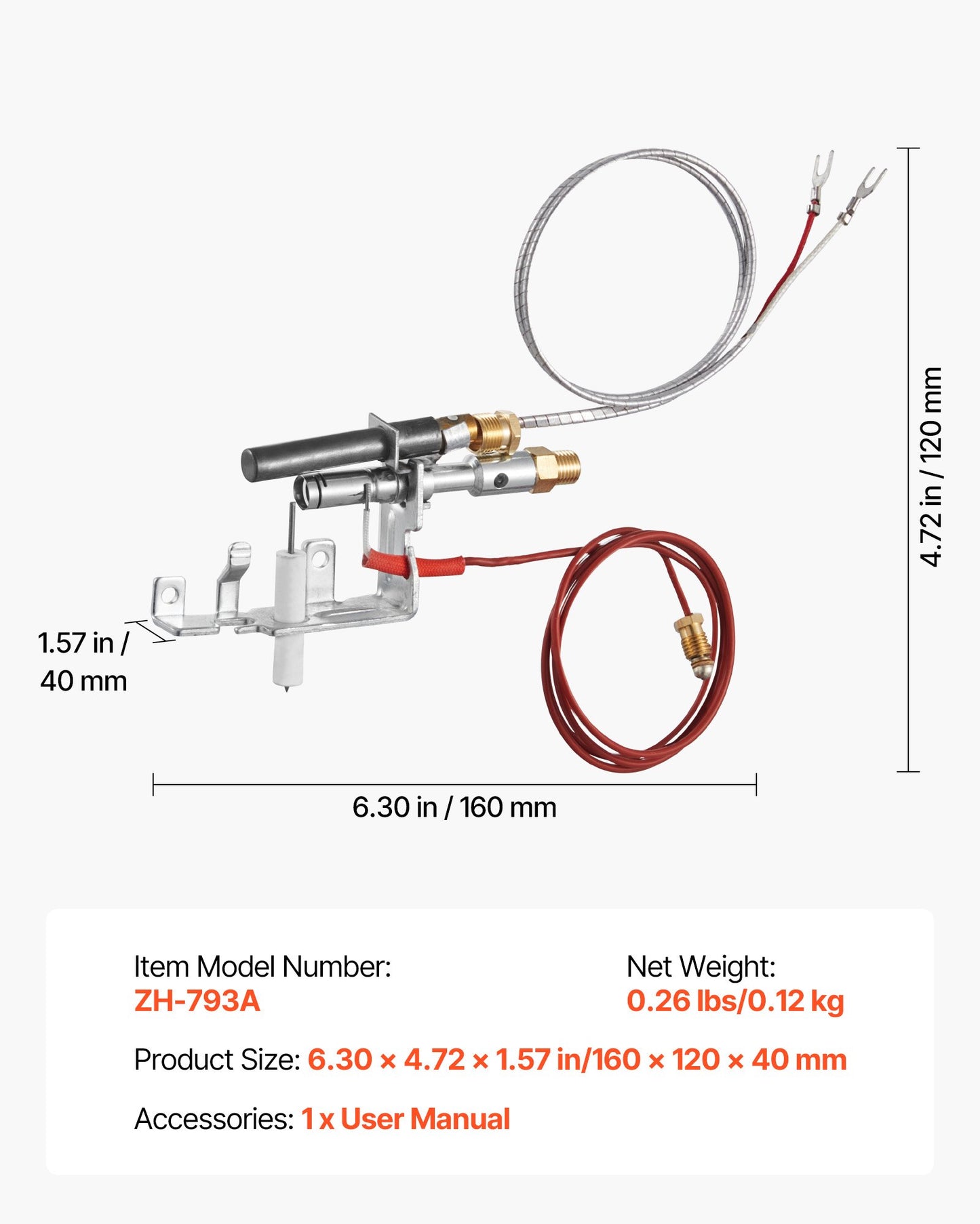 Gaspilotenhet, OE 14D0477, LPG8404, SRV14D0477 Eldstadsgaspilotenhetssats, LPG-tändningsbyte, kompatibel med Lexington Forge, Majestic, Martin, Monessen-modellerna