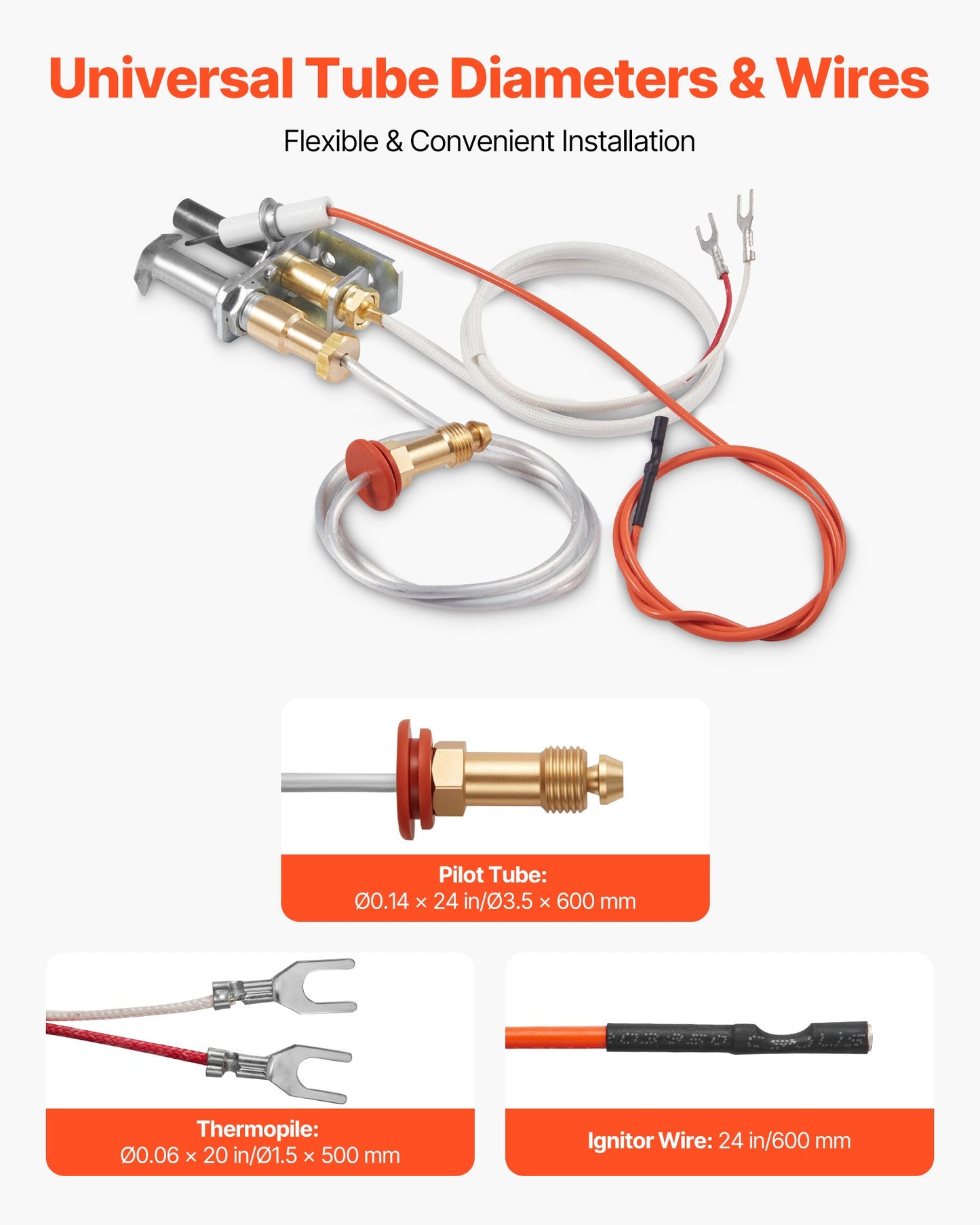 Gaspilotenhet, OE 446-512A, HSRV 446-512A, SRV 446-512A Monteringssats för gaspilot för eldstad, utbyte av naturgaständning, kompatibel med Heat &amp; Glo, Heatilator, Lennox, Regency-modeller
