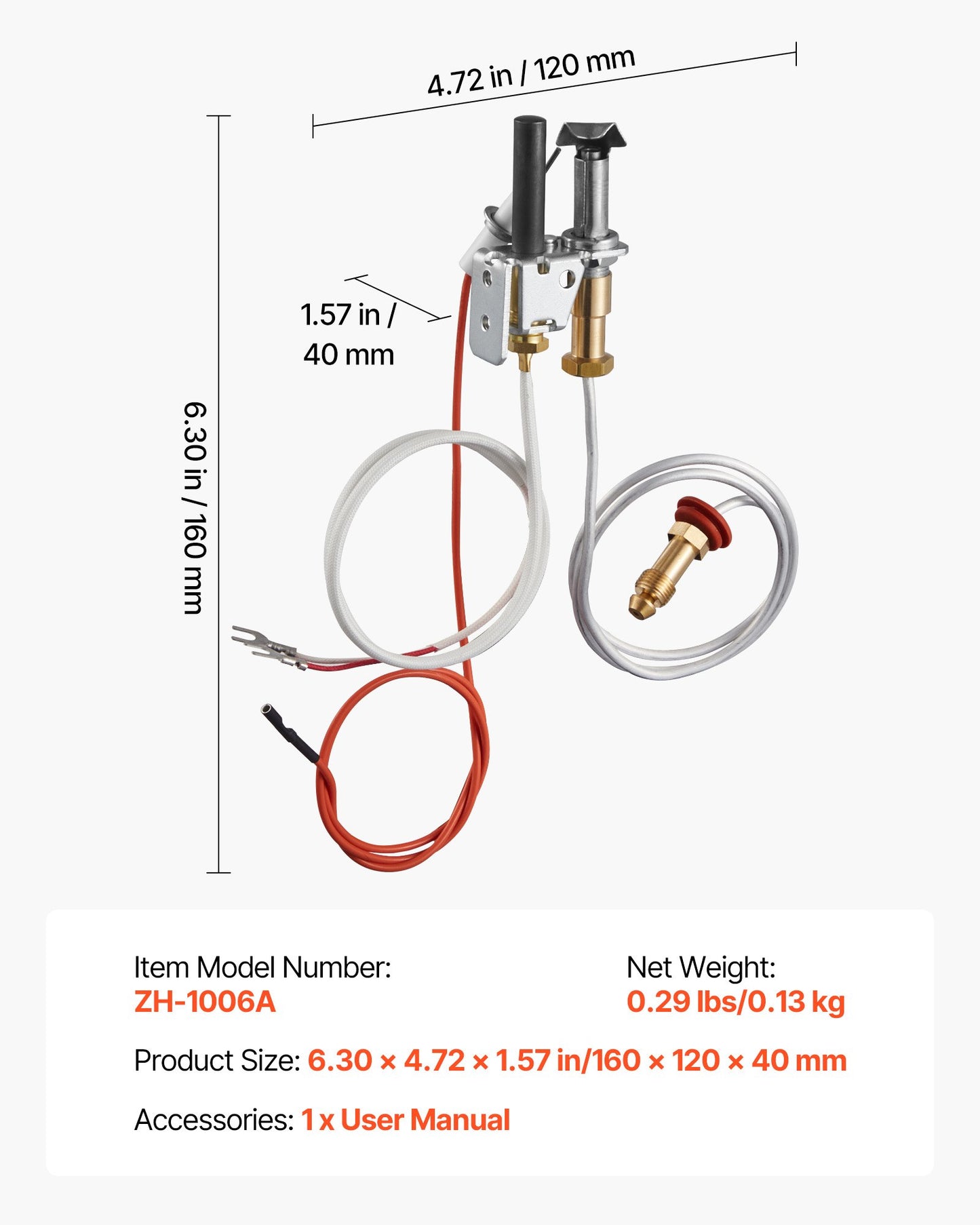 Gaspilotenhet, OE 446-512A, HSRV 446-512A, SRV 446-512A Monteringssats för gaspilot för eldstad, utbyte av naturgaständning, kompatibel med Heat &amp; Glo, Heatilator, Lennox, Regency-modeller