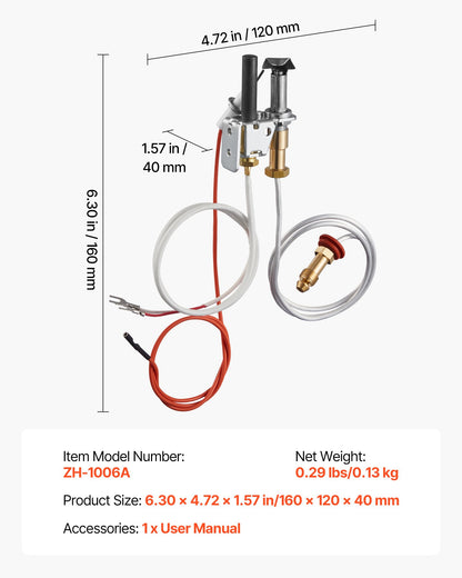 Gaspilotenhet, OE 446-512A, HSRV 446-512A, SRV 446-512A Monteringssats för gaspilot för eldstad, utbyte av naturgaständning, kompatibel med Heat &amp; Glo, Heatilator, Lennox, Regency-modeller