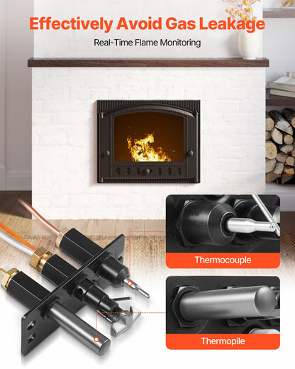 Gaspilotenhet, OE 485-510A, 4021-736, 2103-010 Eldstadsgaspilotenhetssats, utbyte mot naturgaständning, kompatibel med Quadra-Fire, Heat &amp; Glo, värmeelementmodeller, svart